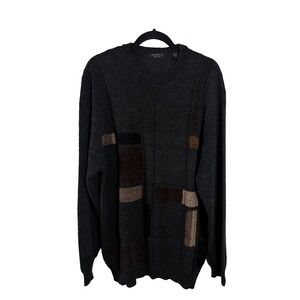 Vtg 90s Segreto Italy Geometric Knit Sweater Mens LT GrandpaCore Colorblock
